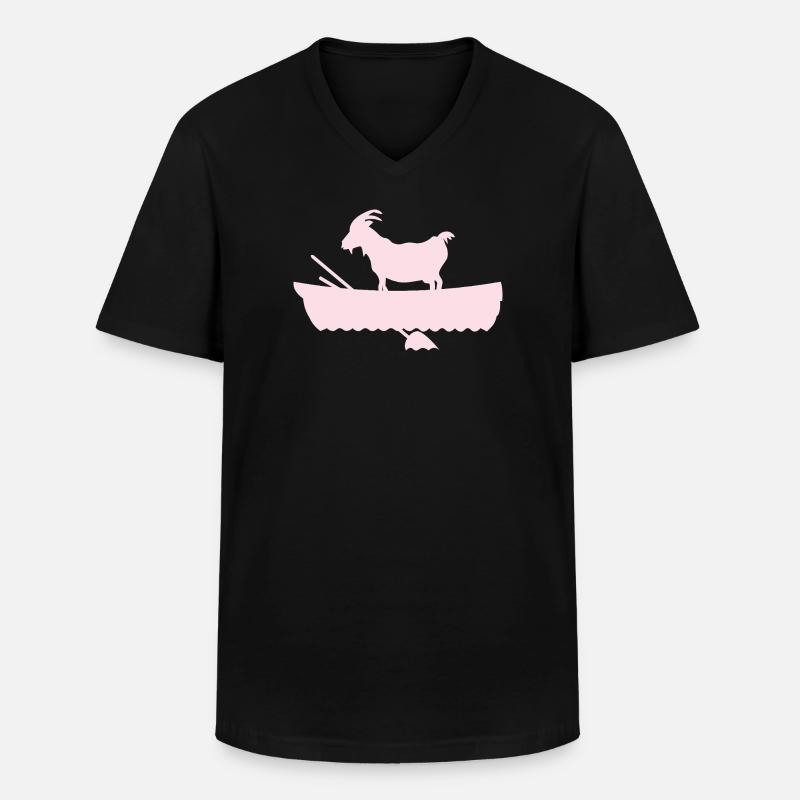 G.O.A.T. Ziege im Boot rosa - Männer-T-Shirt mit V-Ausschnitt - Schwarz