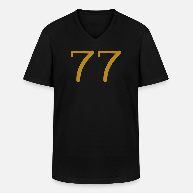 77 - Men's V-Neck T-Shirt - black