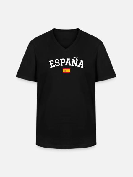 Drapeau espagnol Dessin blanc - T-shirt col V Homme - noir
