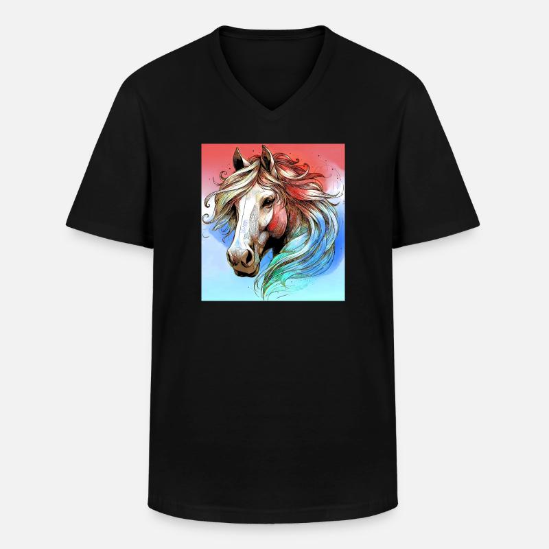 Pferd - Männer-T-Shirt mit V-Ausschnitt - Schwarz
