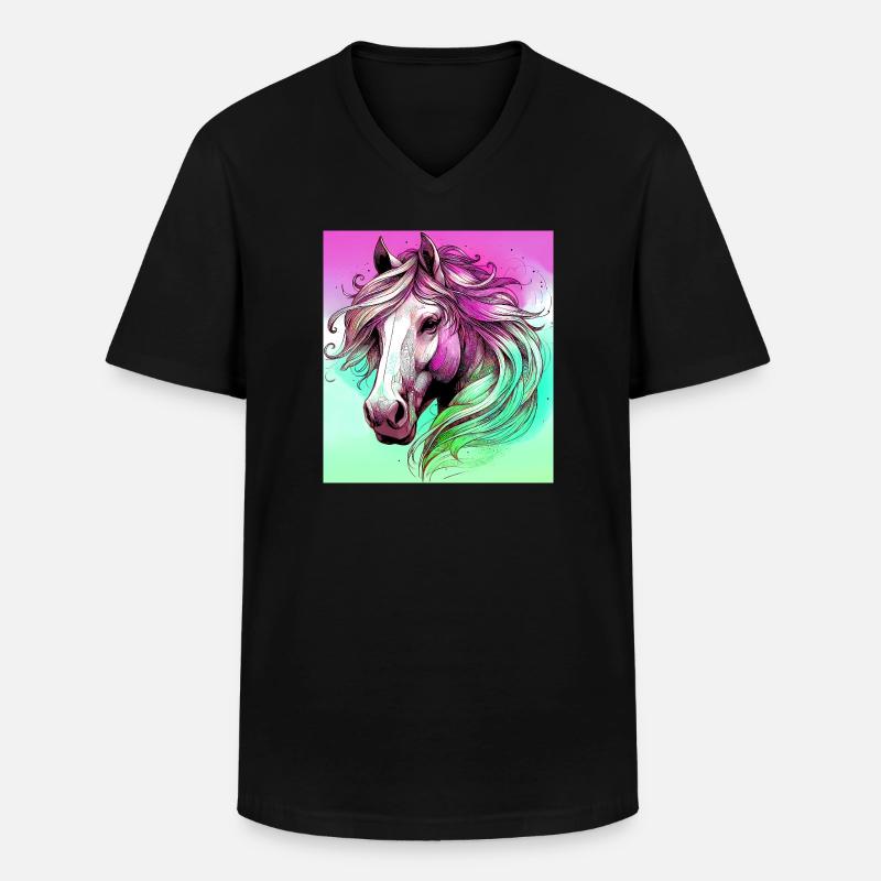 Pferd - Männer-T-Shirt mit V-Ausschnitt - Schwarz