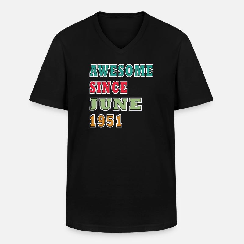 Retro 1951 Juni Layout - Männer-T-Shirt mit V-Ausschnitt - Schwarz