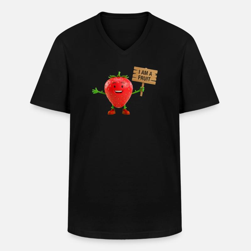 Erdbeere mit einem Schild - Männer-T-Shirt mit V-Ausschnitt - Schwarz