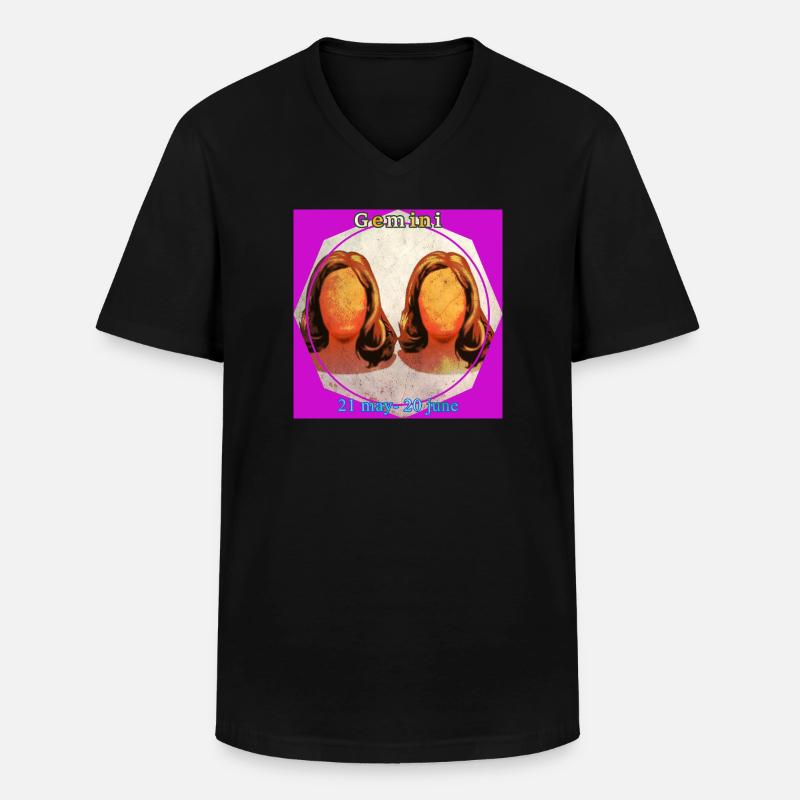 Zwillinge - Männer-T-Shirt mit V-Ausschnitt - Schwarz