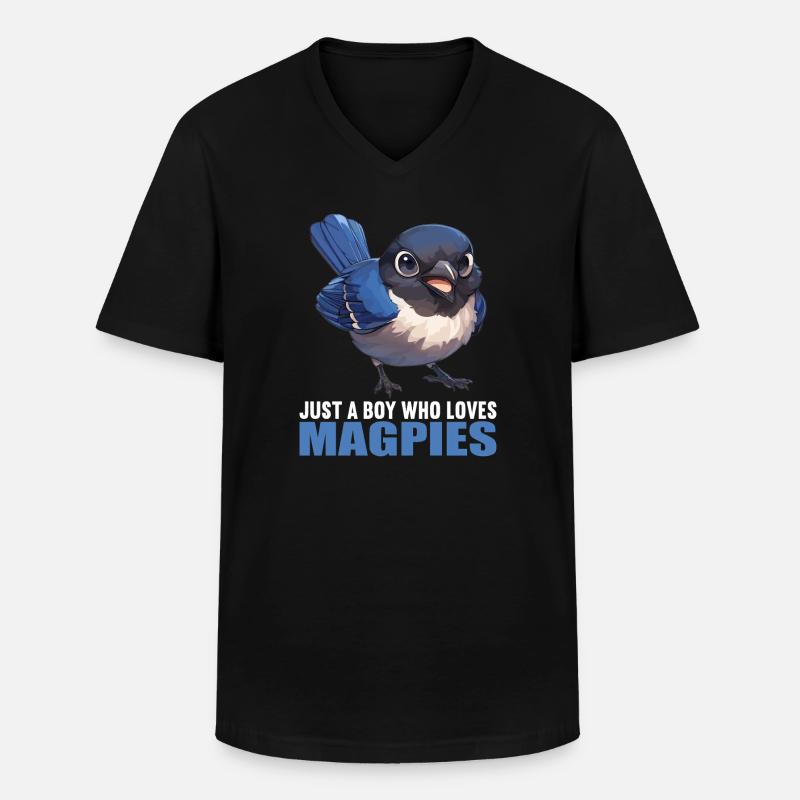 Elstern Elster - Männer-T-Shirt mit V-Ausschnitt - Schwarz