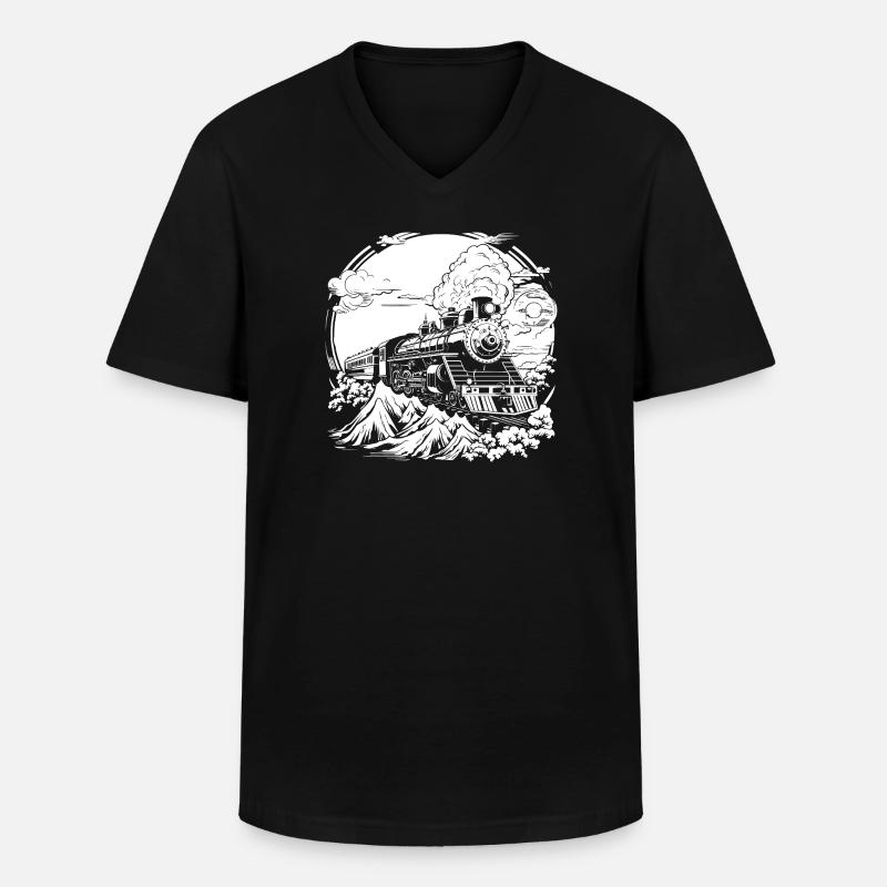 Eisenbahn - Männer-T-Shirt mit V-Ausschnitt - Schwarz