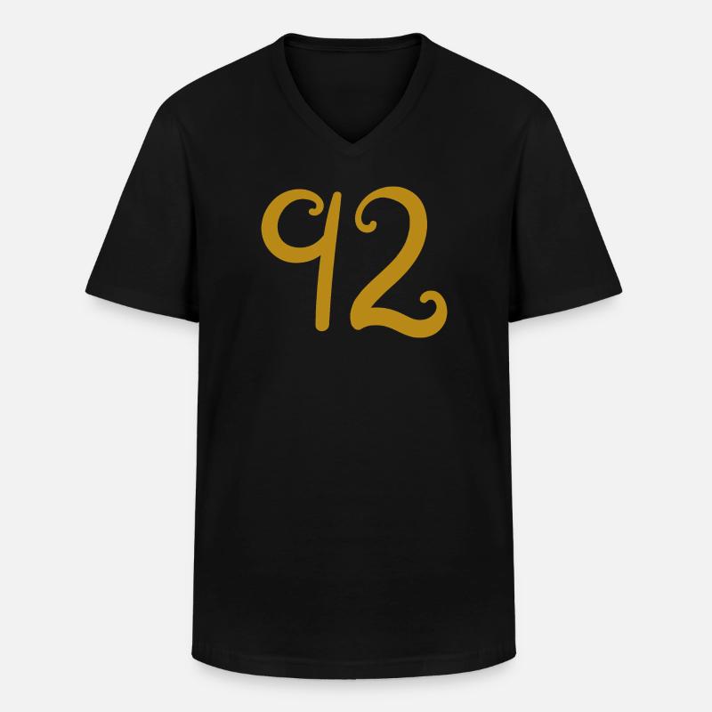 92 - Männer-T-Shirt mit V-Ausschnitt - Schwarz