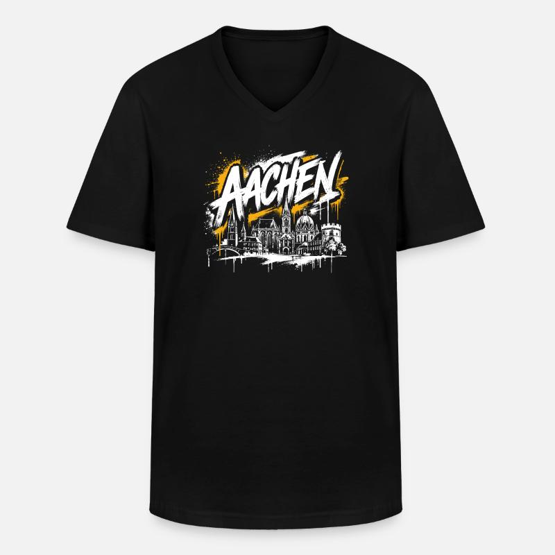 München Graffiti Skyline - Männer-T-Shirt mit V-Ausschnitt - Schwarz