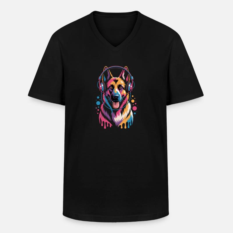 Deutscher Schäferhund - Männer-T-Shirt mit V-Ausschnitt - Schwarz