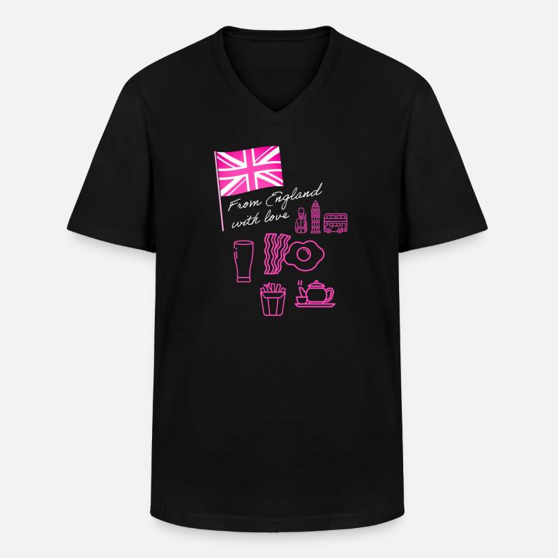 EXANGLIA (Pink + Weißer Text) - Männer-T-Shirt mit V-Ausschnitt - Schwarz