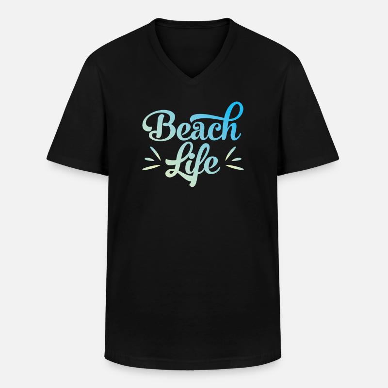 Beach Life only - Männer-T-Shirt mit V-Ausschnitt - Schwarz