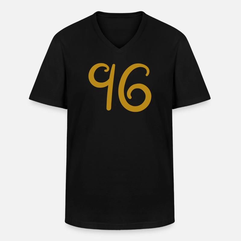 96 - Männer-T-Shirt mit V-Ausschnitt - Schwarz