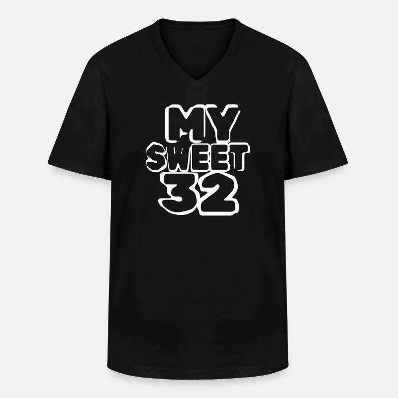 Alter 32 - Männer-T-Shirt mit V-Ausschnitt - Schwarz