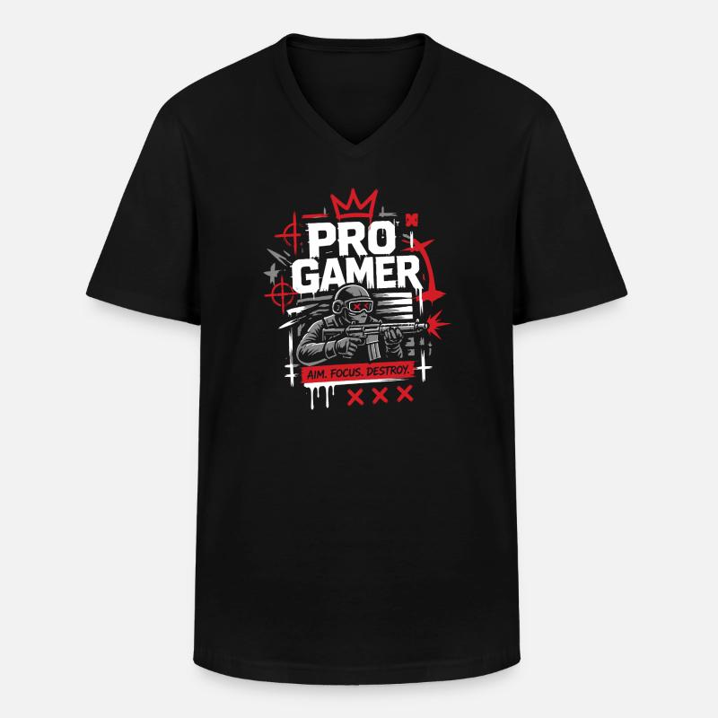 No Luck Just Skill Gamer - Männer-T-Shirt mit V-Ausschnitt - Schwarz