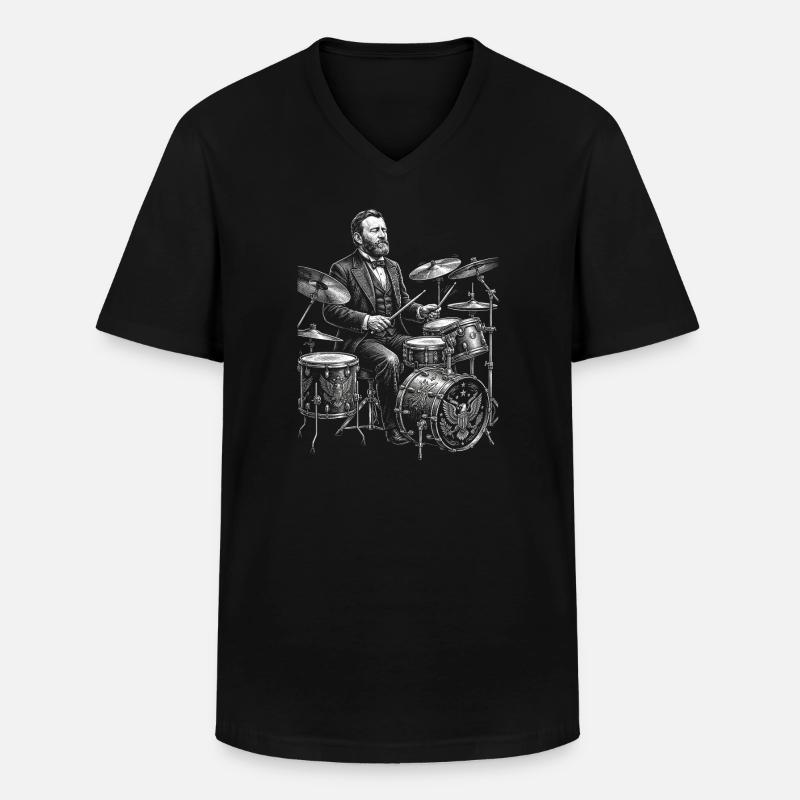 Ulysses S. Grant spielt Schlagzeug - Männer-T-Shirt mit V-Ausschnitt - Schwarz