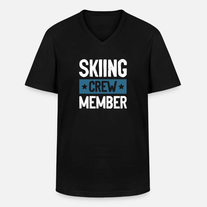 Skiing Crew - Männer-T-Shirt mit V-Ausschnitt - Schwarz