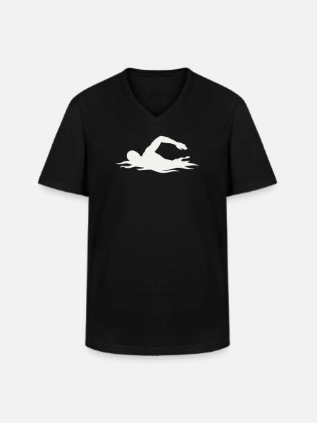 Silhouette de nageurs dans l’eau - T-shirt col V Homme - noir
