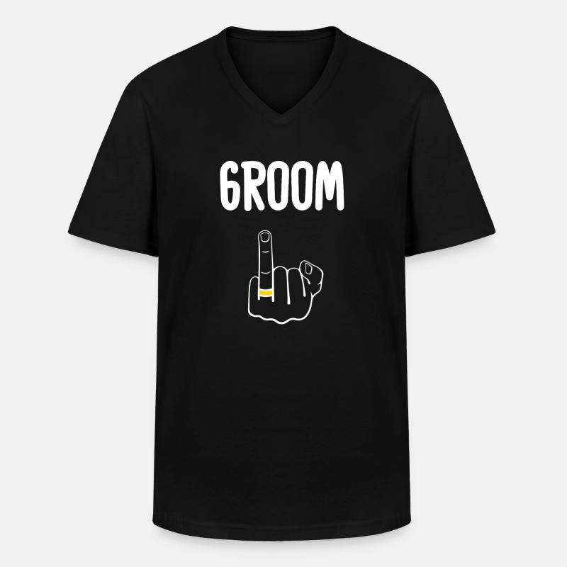 Edgy Bräutigam-Ring - Männer-T-Shirt mit V-Ausschnitt - Schwarz