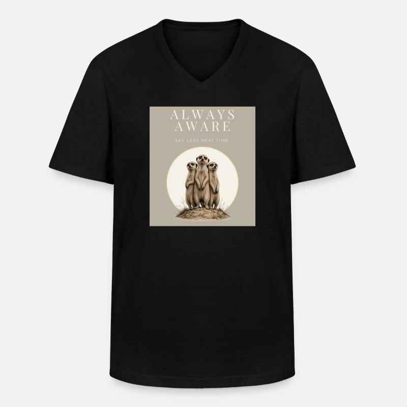 Always Aware Meerkat Trio - Männer-T-Shirt mit V-Ausschnitt - Schwarz