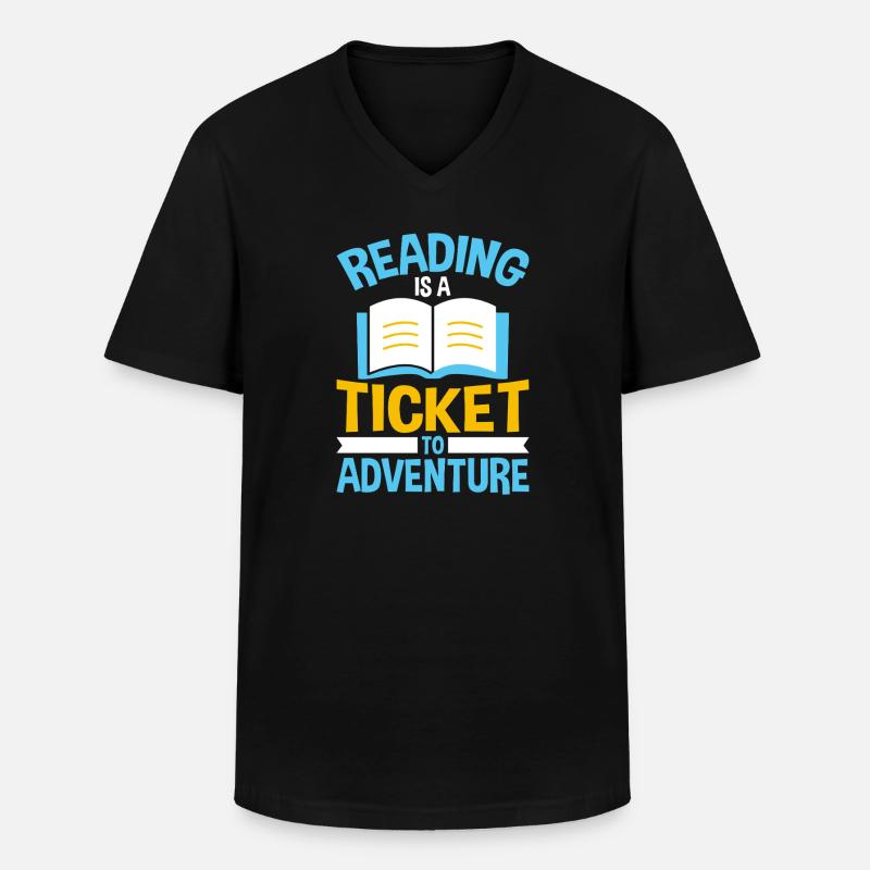Lesen ist Ticket zu Abenteuern - Männer-T-Shirt mit V-Ausschnitt - Schwarz