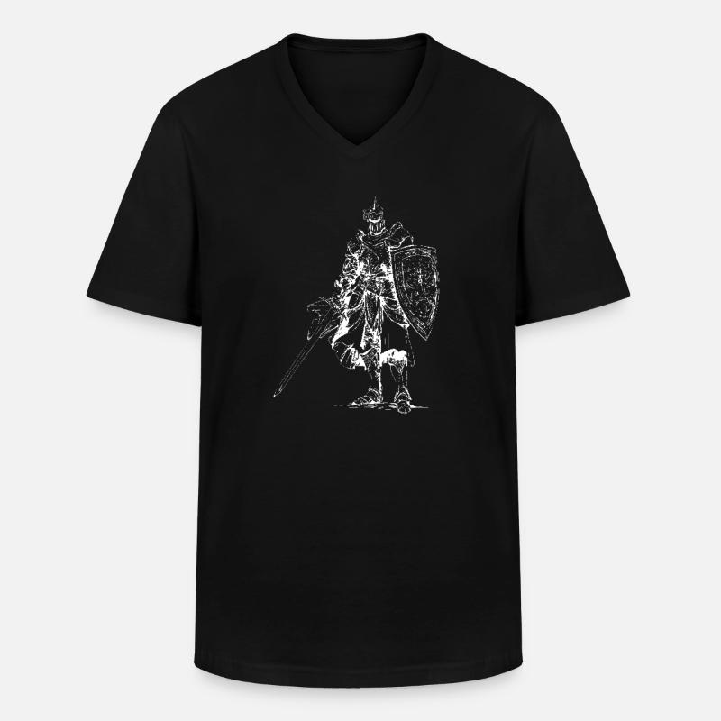 Heraldischer Ritter mit Schild - Männer-T-Shirt mit V-Ausschnitt - Schwarz