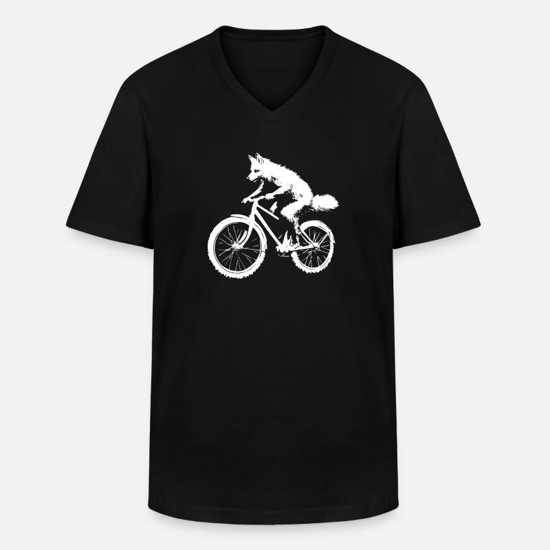 Bicycle Fox - Men's V-Neck T-Shirt - black