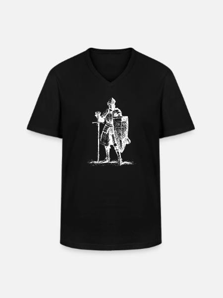 Knight in Plate Armor Silhouette - Men's V-Neck T-Shirt - black