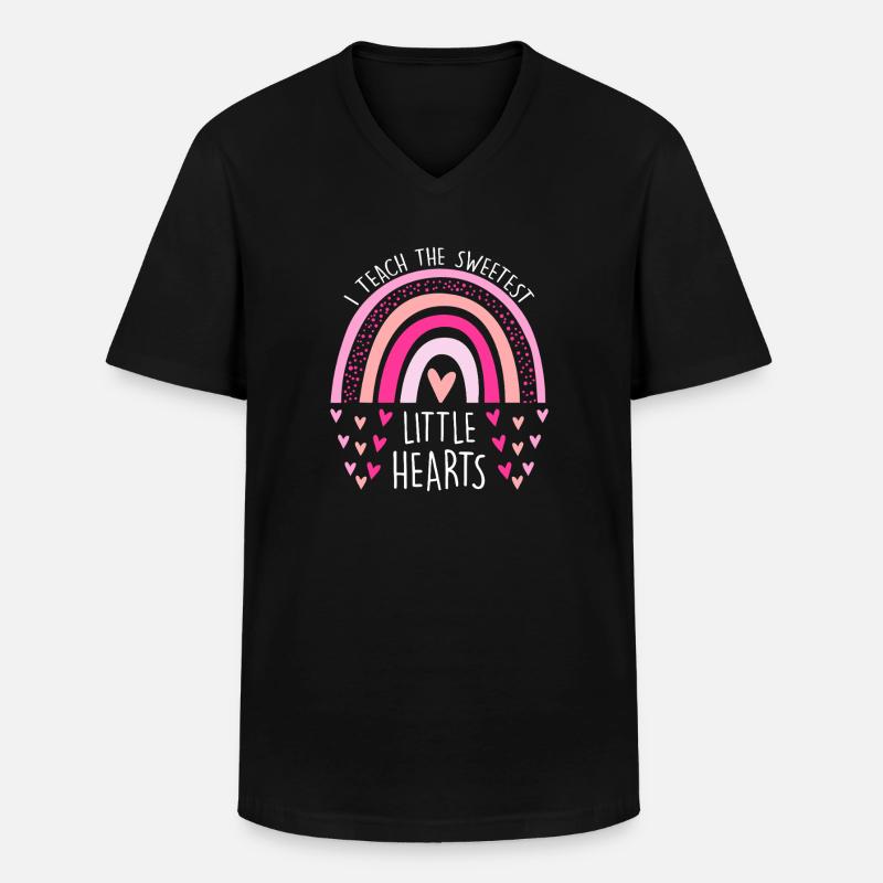 Little Hearts Regenbogen-Arc - Männer-T-Shirt mit V-Ausschnitt - Schwarz