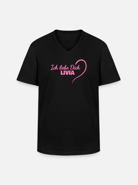Livia als Herz - Männer-T-Shirt mit V-Ausschnitt - Schwarz