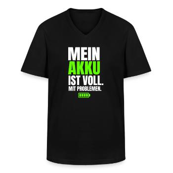 Mein Akku Ist Voll Mit Problemen - Männer-T-Shirt mit V-Ausschnitt - Schwarz - Vorne - AI Model Male 178 dark (178cm)