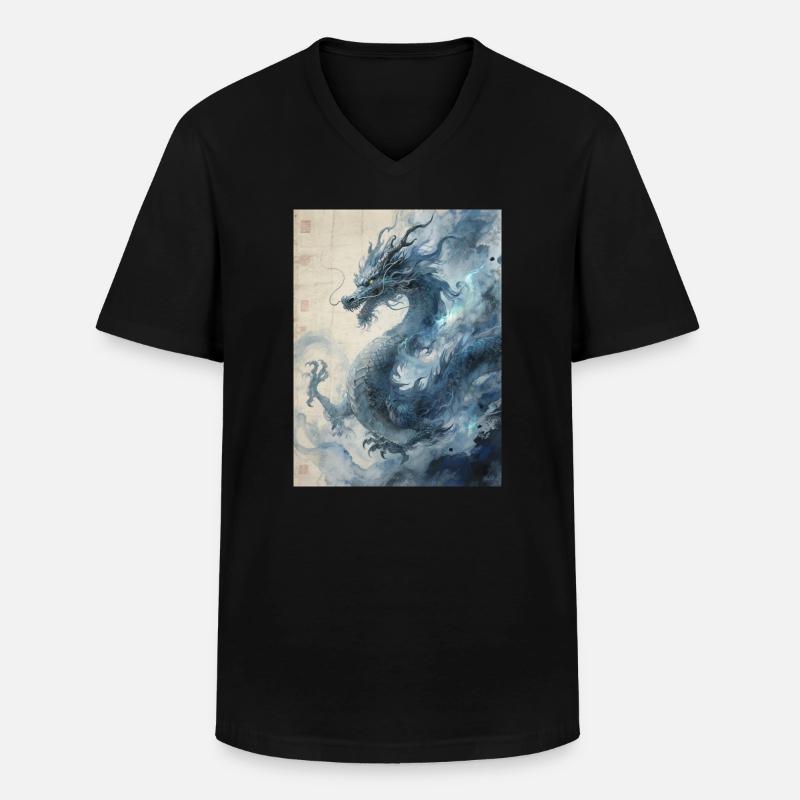Die Sternennacht: Blauer Drache – Aether - Männer-T-Shirt mit V-Ausschnitt - Schwarz