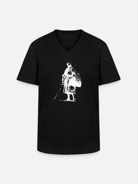 Lone Knight with Banner Silhouette - Men's V-Neck T-Shirt - black