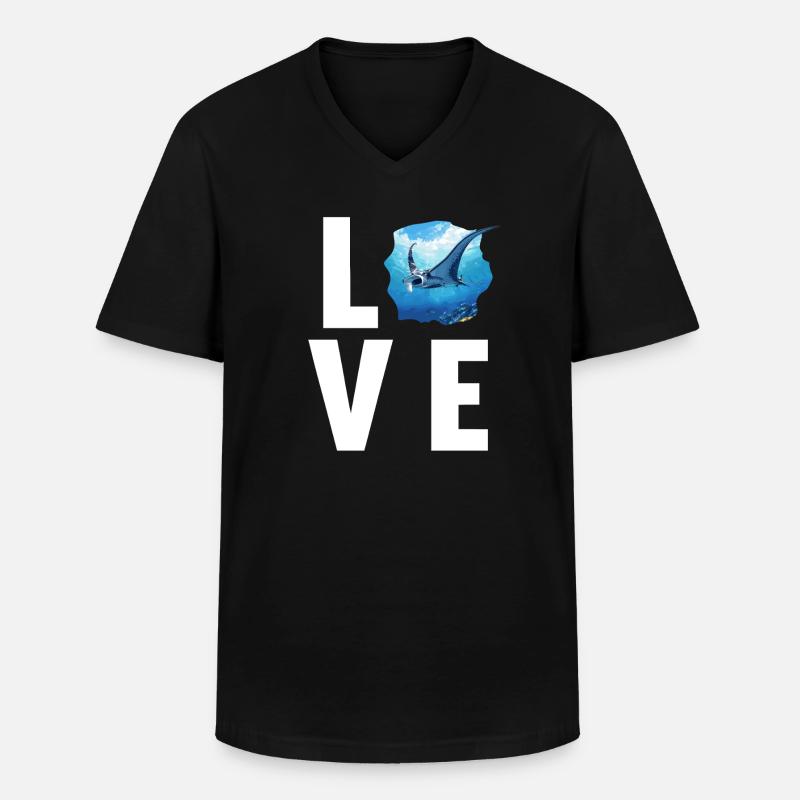 Rochen Mantarochen - Männer-T-Shirt mit V-Ausschnitt - Schwarz