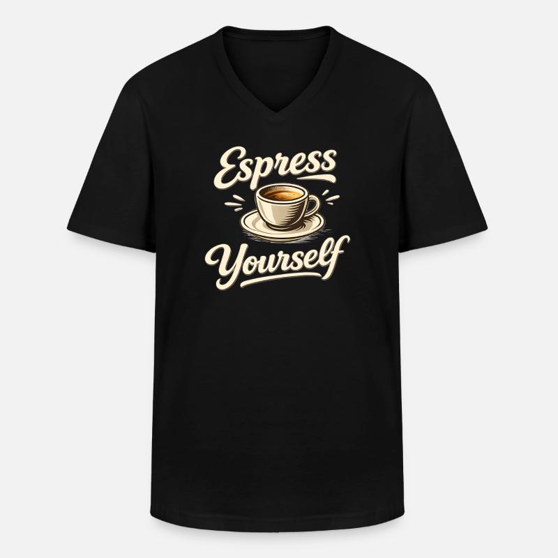 Espress Yourself - Kaffee Spruch Kaffeetasse Idee - Männer-T-Shirt mit V-Ausschnitt - Schwarz