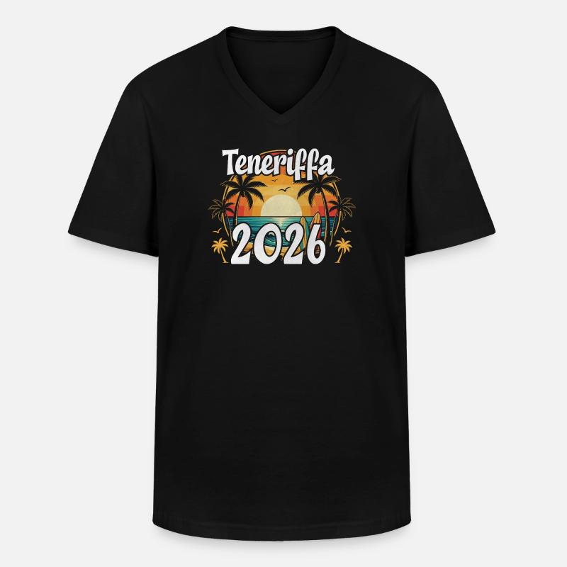 Teneriffa 2026 - Männer-T-Shirt mit V-Ausschnitt - Schwarz