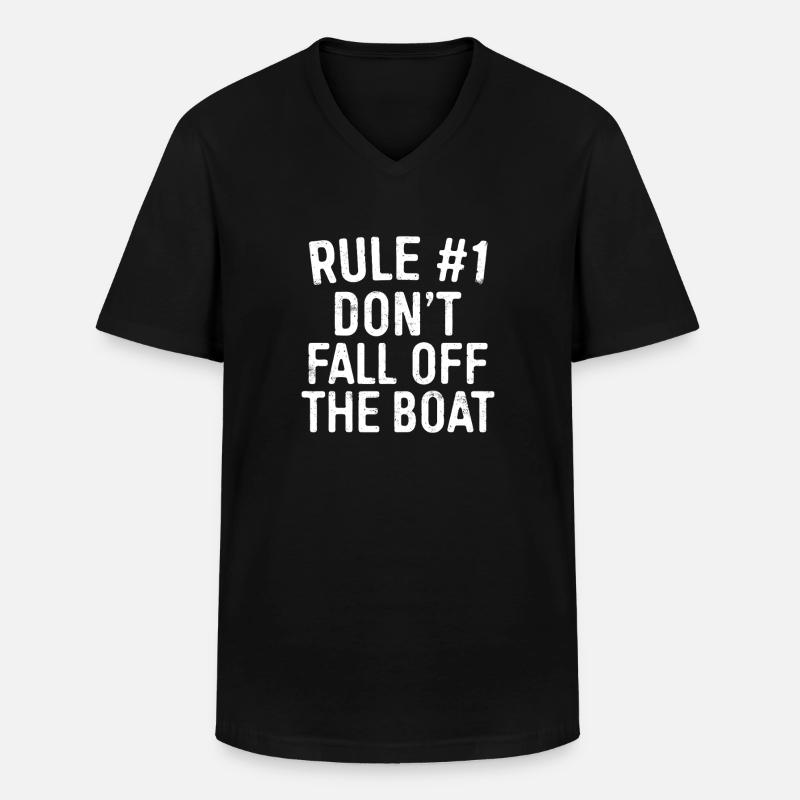 Regel 1: Nicht vom Boot fallen - Männer-T-Shirt mit V-Ausschnitt - Schwarz