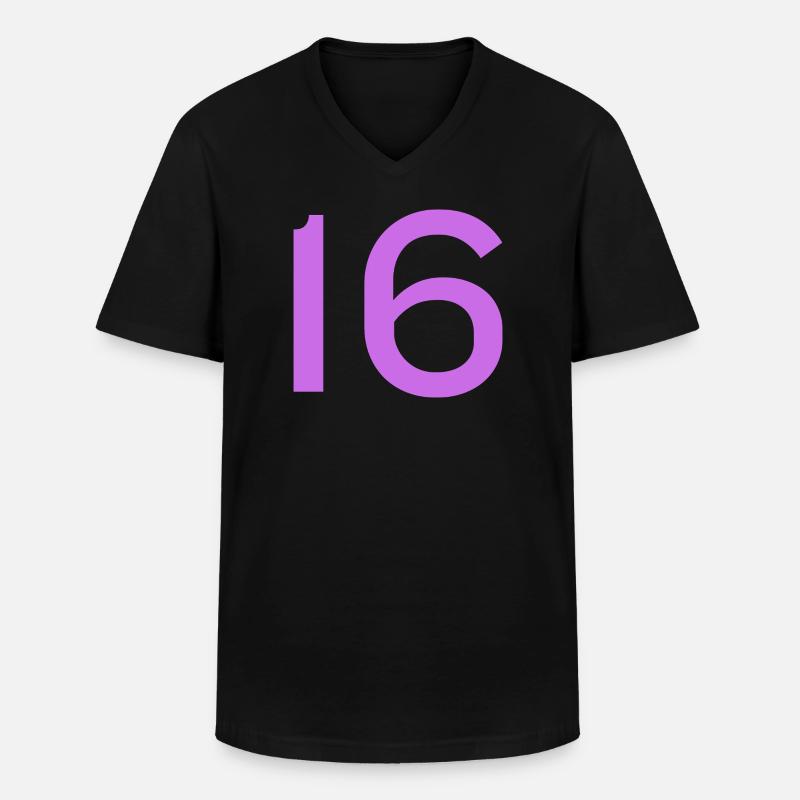 16 - Männer-T-Shirt mit V-Ausschnitt - Schwarz