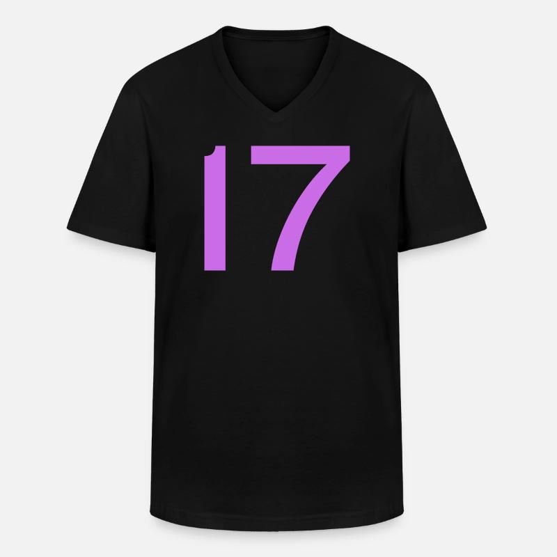 17 - Männer-T-Shirt mit V-Ausschnitt - Schwarz