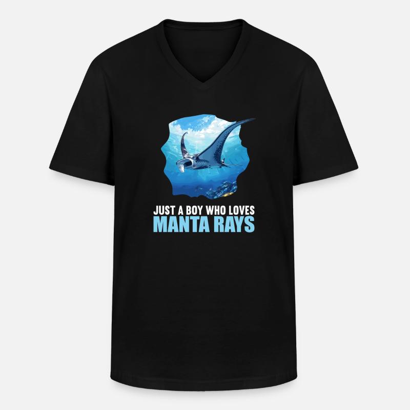 Rochen Mantarochen - Männer-T-Shirt mit V-Ausschnitt - Schwarz