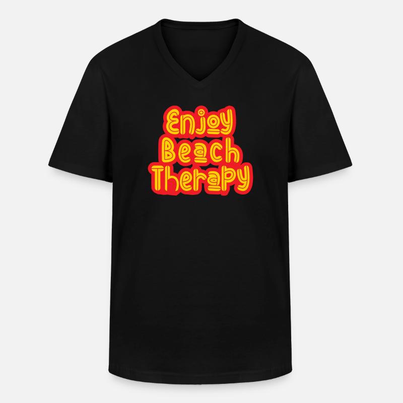 Enjoy Beach Therapy - Männer-T-Shirt mit V-Ausschnitt - Schwarz