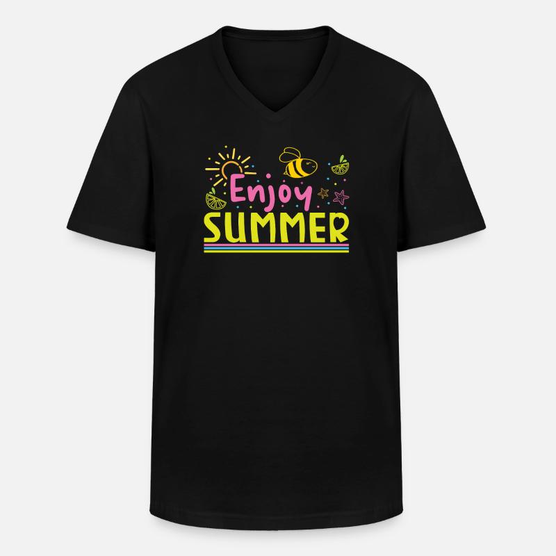 Enjoy the summer - Männer-T-Shirt mit V-Ausschnitt - Schwarz