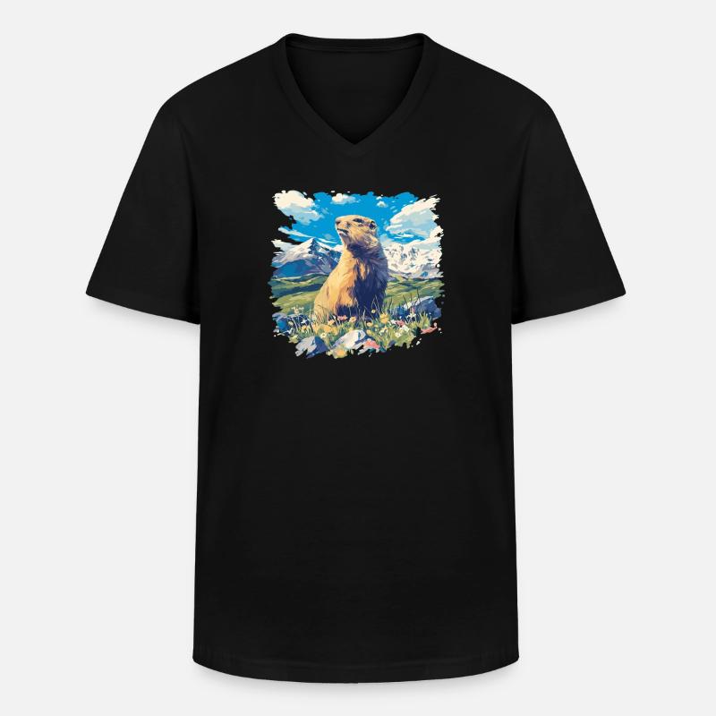 Murmeltiere Murmeltier - Männer-T-Shirt mit V-Ausschnitt - Schwarz