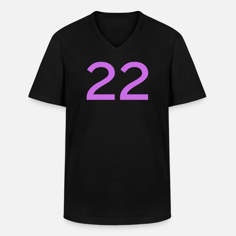 22 - Männer-T-Shirt mit V-Ausschnitt - Schwarz