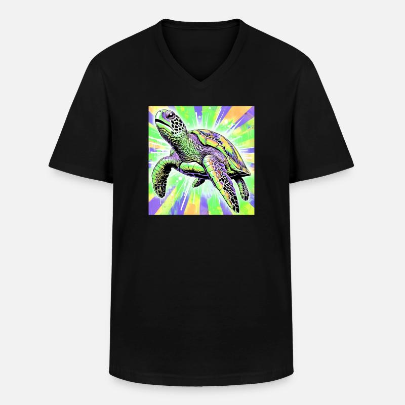 Schildkröte - Männer-T-Shirt mit V-Ausschnitt - Schwarz