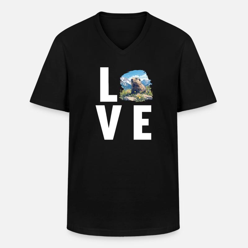 Murmeltiere Murmeltier - Männer-T-Shirt mit V-Ausschnitt - Schwarz