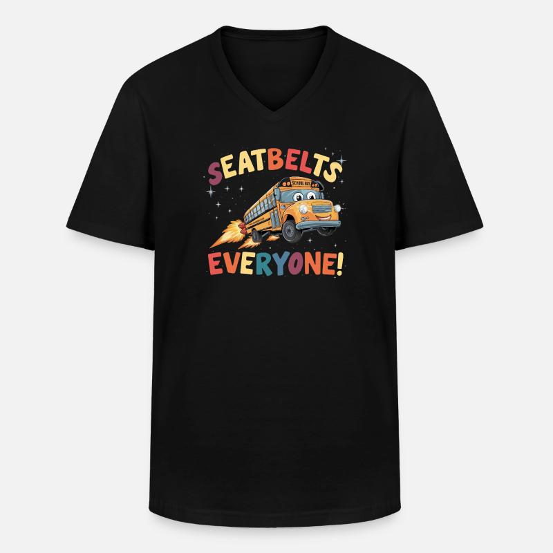 Weltraum-Schulbus Raketenflug - Männer-T-Shirt mit V-Ausschnitt - Schwarz