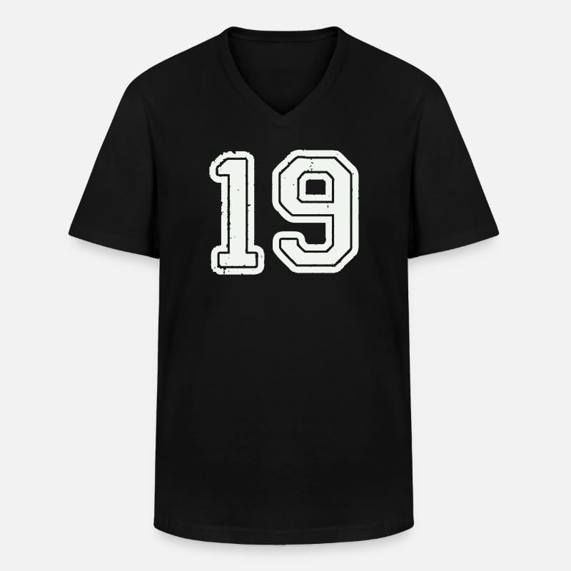 19 - Männer-T-Shirt mit V-Ausschnitt - Schwarz