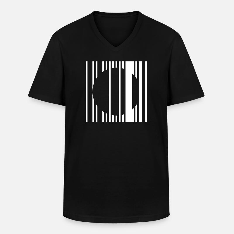 Vertical Stripe Circle - Men's V-Neck T-Shirt - black