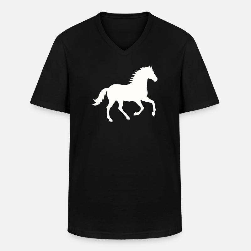 Silhouette d’un cheval sauvage - T-shirt col V Homme - noir