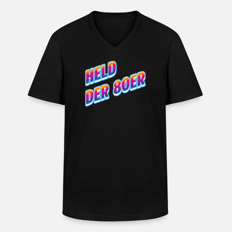 Held der 80er Neon-Retro - Männer-T-Shirt mit V-Ausschnitt - Schwarz